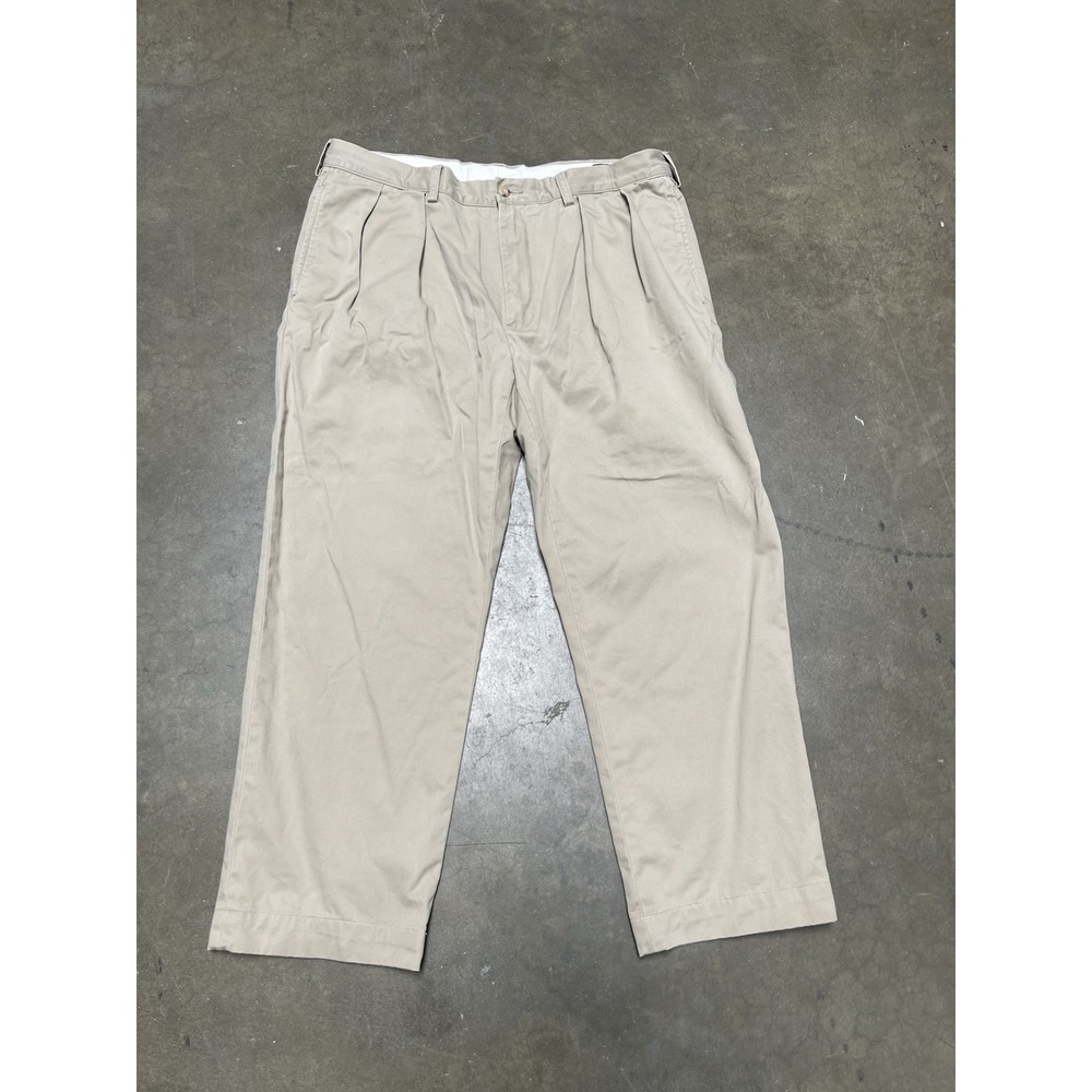 Polo Ralph Lauren Classic Fit Pleated Khaki Pants 36x32 Chino Trousers Tan Vtg